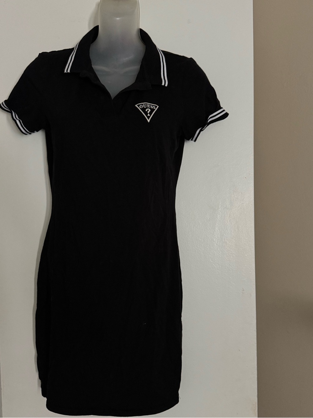 GUESS Black Polo Mini Dress with White Trim